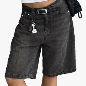 Black barrel Jean shorts